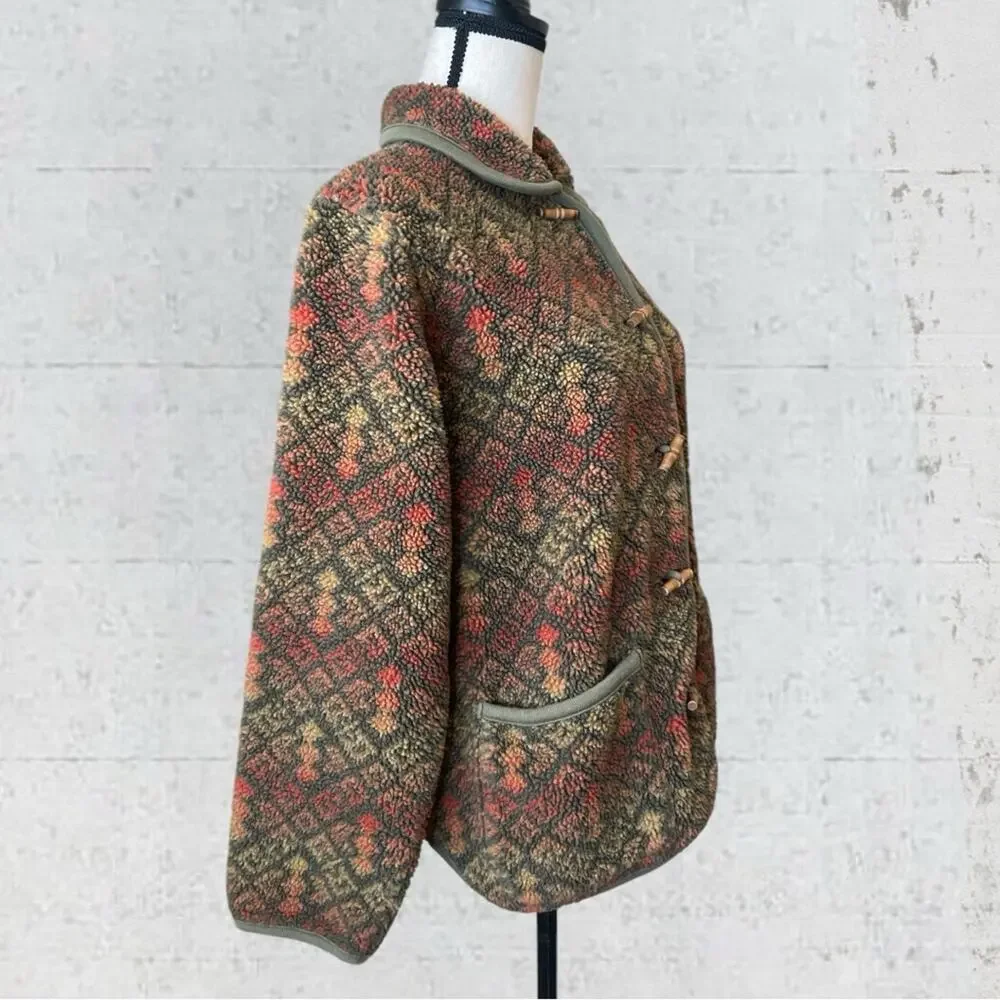 VTG Orvis Sherpa Fleece Toggle Jacket Size M Cabincore Southwestern Outdoor